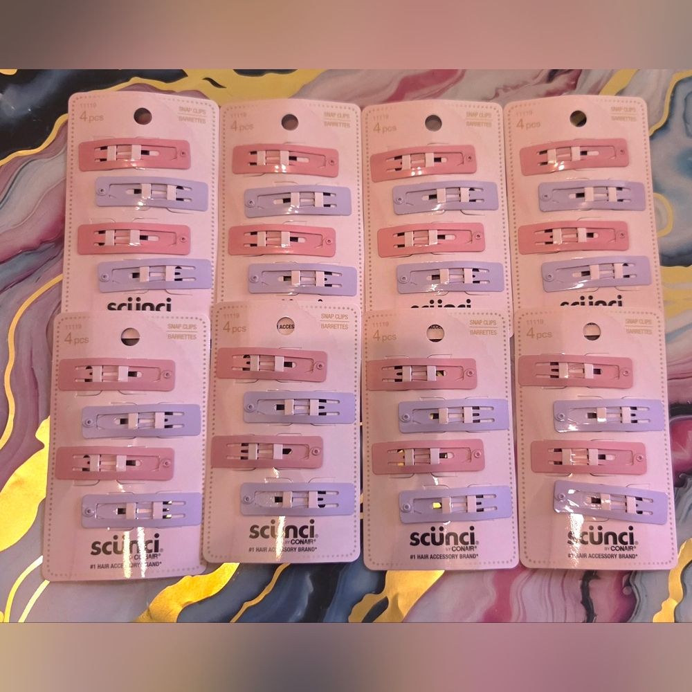 Scunci Pastel Pink & Lavender Snap Clips - 8 Pack